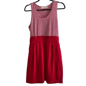 Adrienne Red Striped Dress with Pockets Size Large